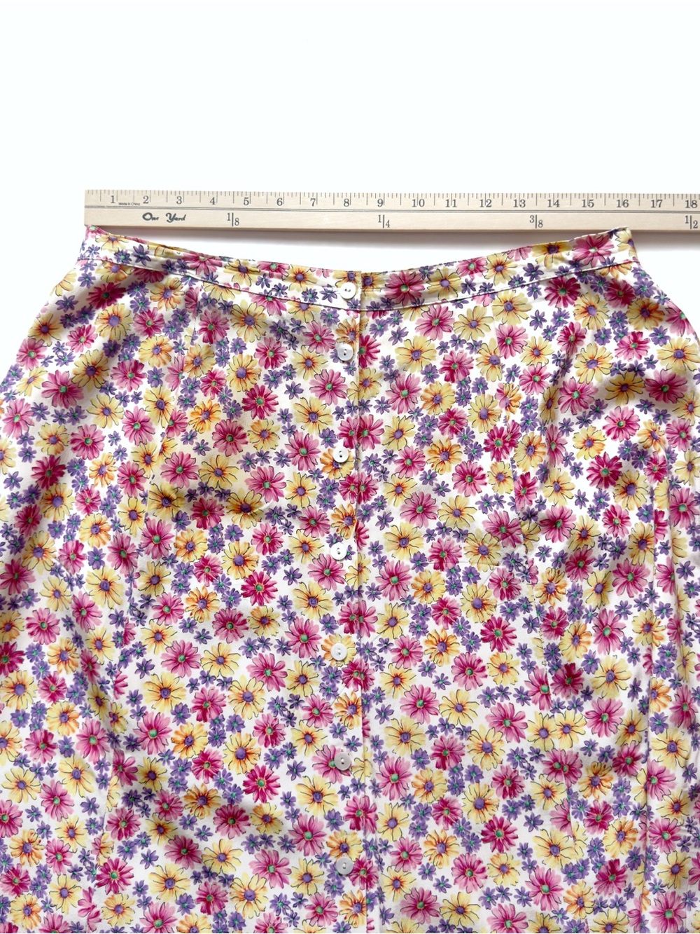 Vintage Talbots Silk Floral Maxi Skirt Womens 16 Button Up Cottagecore Colorful - Picture 11 of 11